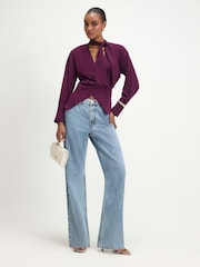 River Island Purple Long Sleeve Wrap Scarf Detail Shirt - Image 3 of 4