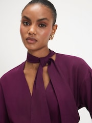 River Island Purple Long Sleeve Wrap Scarf Detail Shirt - Image 4 of 4
