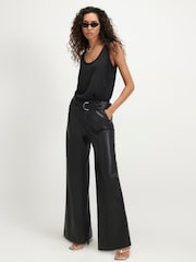 River Island Black Belted Wide Leg Trousers - Image 1 of 4