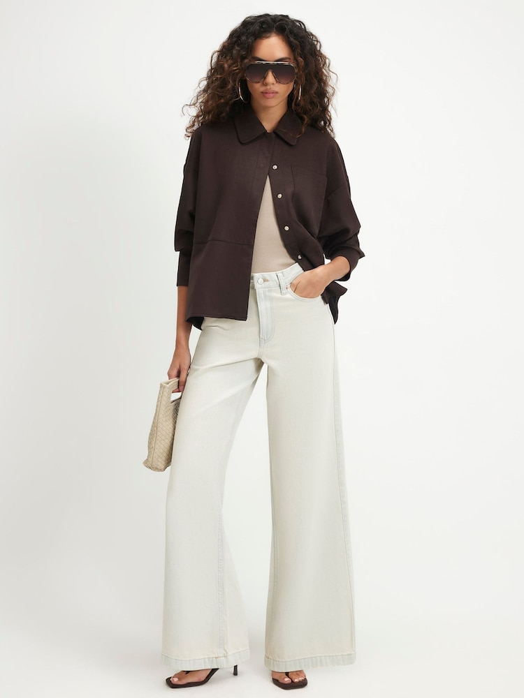 River Island Brown Long Sleeve Suedette Overshirt - Image 4 of 4