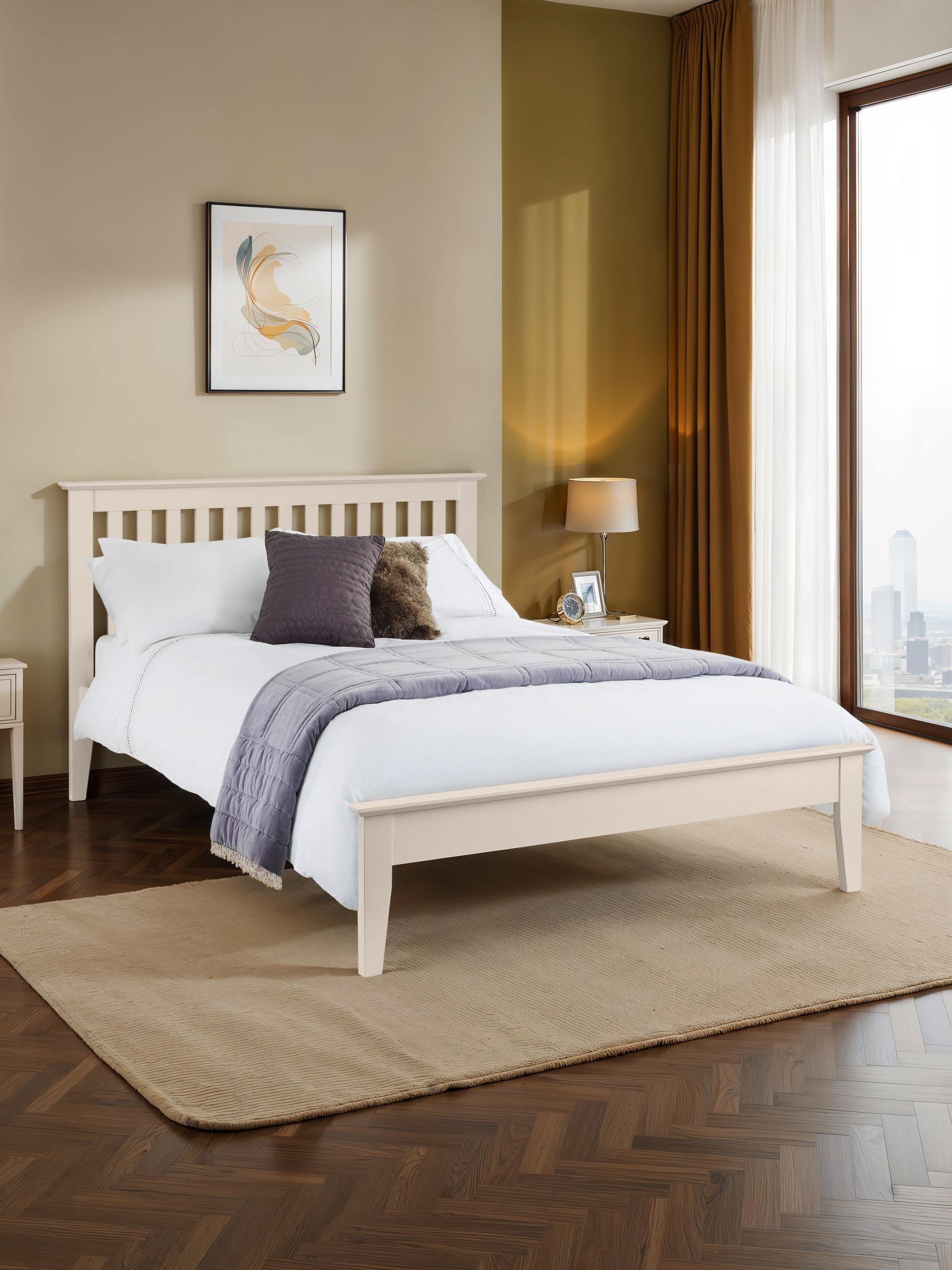B&Q - Salerno 150Cm King Ivory Wooden Bed - Image 6