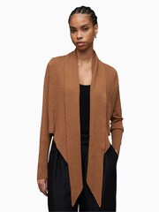 AllSaints Camel Natural Pirate Waterfall Cashmere Cardigan - Image 3 of 7
