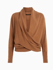 AllSaints Camel Natural Pirate Waterfall Cashmere Cardigan - Image 7 of 7