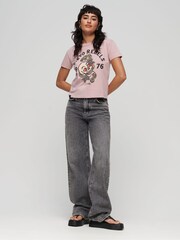 Superdry Pink Tattoo Graphic 90s Fit T-Shirt - Image 2 of 6