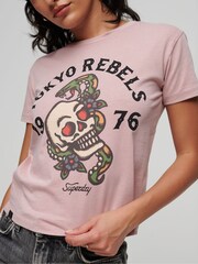 Superdry Pink Tattoo Graphic 90s Fit T-Shirt - Image 3 of 6