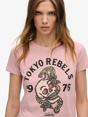 Superdry Pink Tattoo Graphic 90s Fit T-Shirt - Image 6 of 6