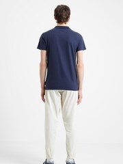 French Connection Blue Moonstruck Slub 100% Cotton Polo Shirt - Image 2 of 3