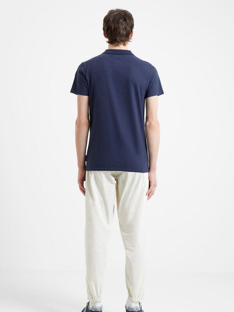 French Connection Blue Moonstruck Slub 100% Cotton Polo Shirt - Image 2 of 3 French Connection Blue Moonstruck Slub 100% Cotton Polo Shirt - Image 2 of 3