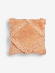 French Connection Almond 100% Cotton Diamond Tufted Cushion - Image 3 of 4