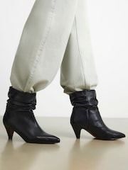 River Island Black Slouch Cone Heel Ankle Boots - Image 1 of 6