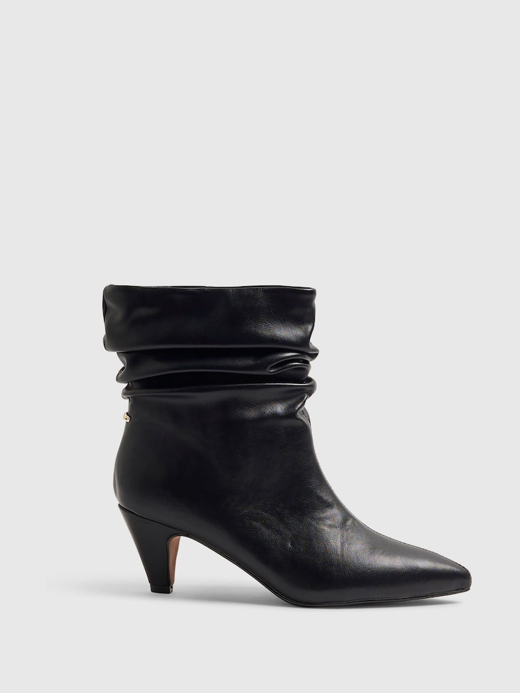River Island Black Slouch Cone Heel Ankle Boots - Image 2 of 6 River Island Black Slouch Cone Heel Ankle Boots - Image 2 of 6