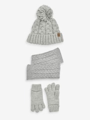 Grey Knitted Hat, Gloves and Scarf 3 Piece Set (3-16yrs) - Image 1 of 4