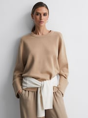 Reiss Camel Laura Wool-Cashmere Casual Fit Jumper - Image 1 of 6