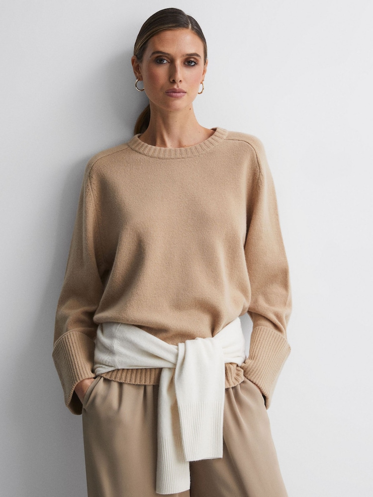Reiss Camel Laura Wool-Cashmere Casual Fit Jumper - Image 1 of 6