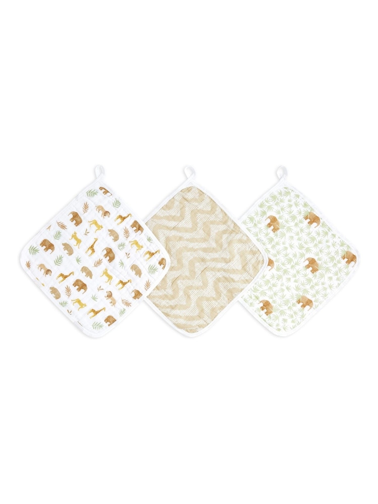 aden + anais Essentials Tanzania 100% Baumwoll-Musselin-Waschlappen, 3 -Pack - Bild 1 von 3