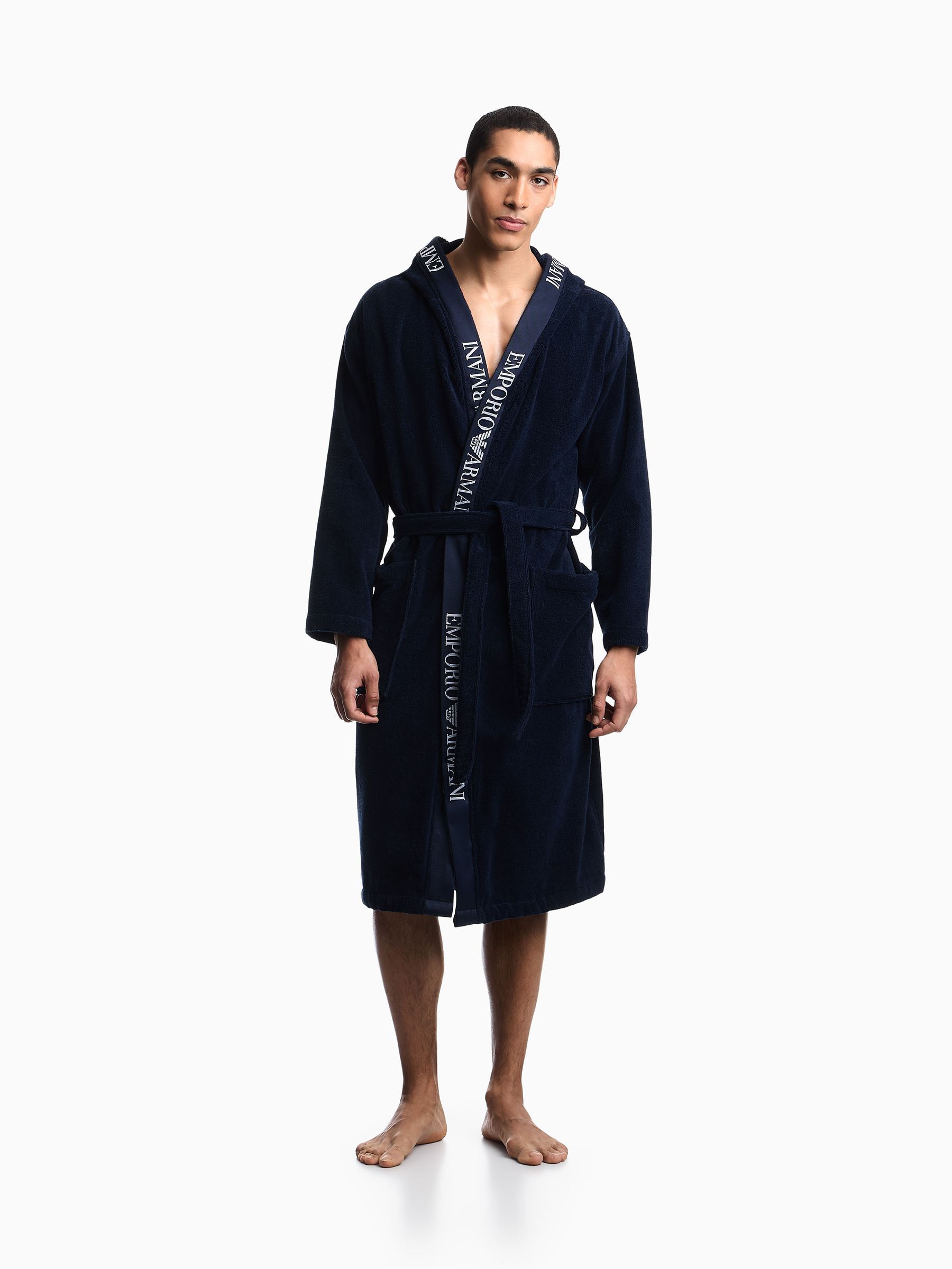 Emporio Armani Men's Blue Sponge Bathrobe Robe - Image 1