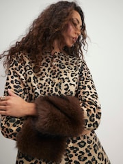 River Island Leopard Jacquard жүнінен жасалған манжет пальто - 4суретінің 2 суреті
