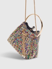 River Island Gold Multi Gem Bucket Clutch Bag - Image 4 of 5