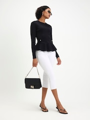River Island Black Long Sleeve Peplum Top - Image 3 of 4