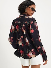 River Island Black Long Sleeve Floral Ruffle Blouse - Image 2 of 4