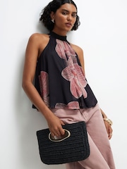 River Island Black Halter Floral Print Top - Image 3 of 4