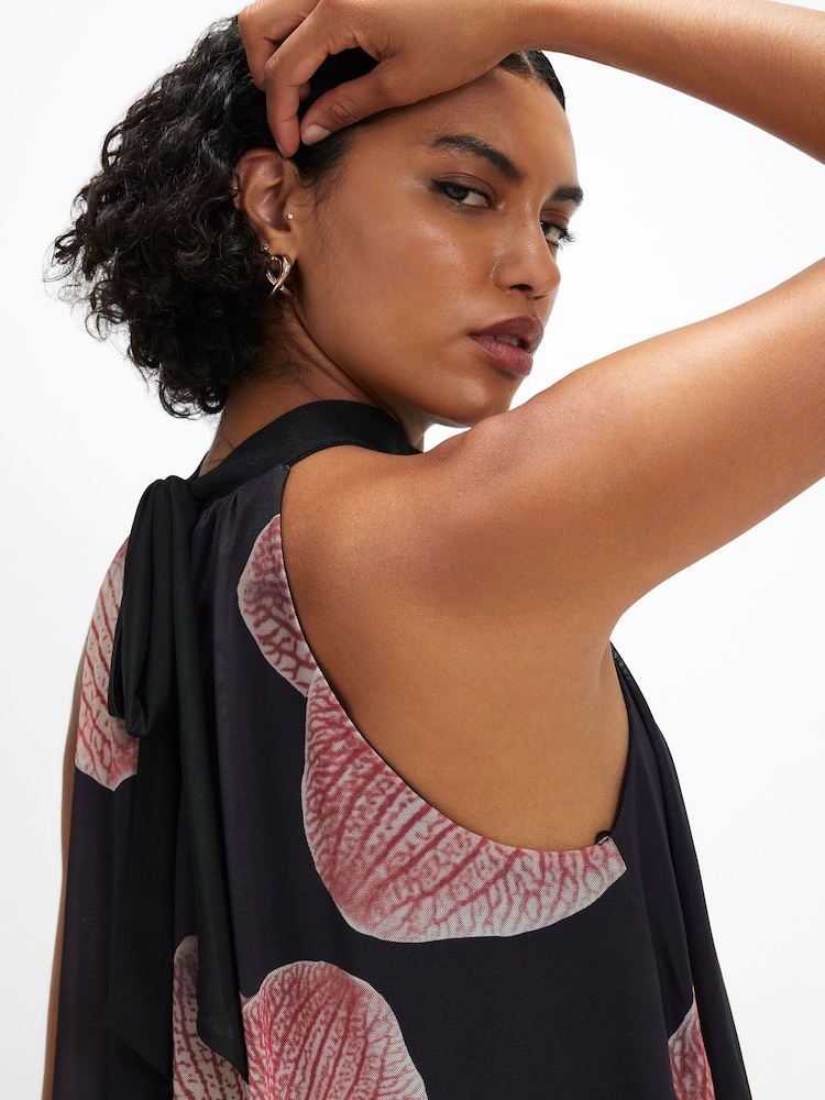 River Island Black Halter Floral Print Top - Image 4 of 4 River Island Black Halter Floral Print Top - Image 4 of 4