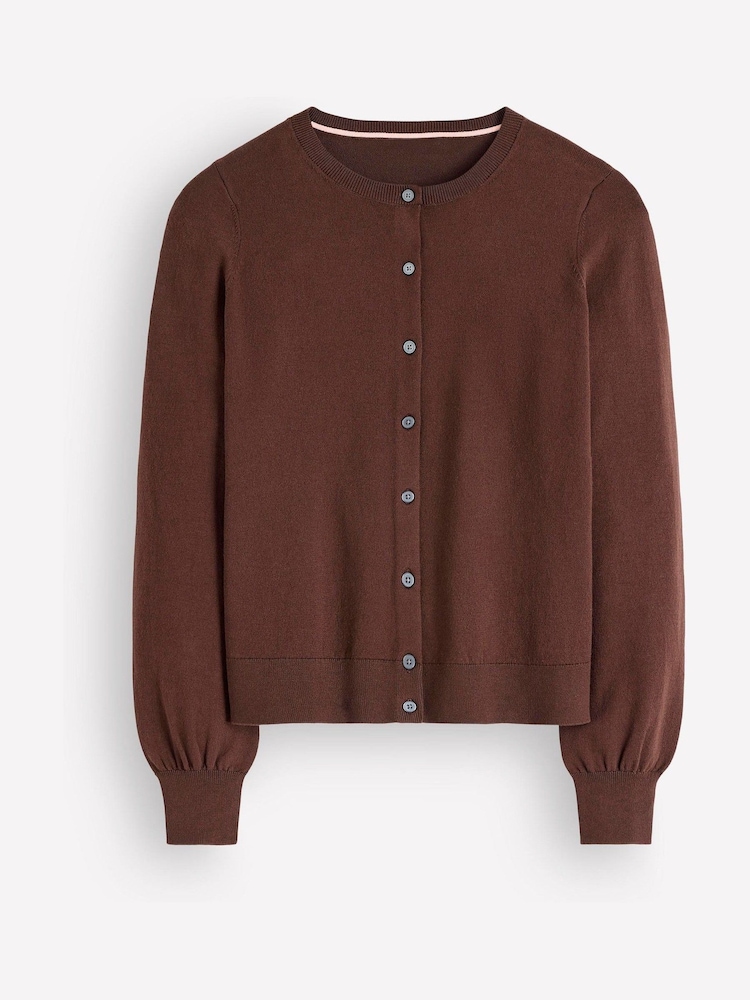 Boden Brown Camilla Cotton Crew Cardigan - Image 1 of 2