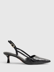 River Island туфли-юли на каблуке с ремешком через пятку и крокодилом - Изображение 2 6
