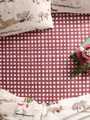 Furn Burgundy Cotswolds Christmas Gingham Fitted Bed Sheet Fitted - Image 1 of 2