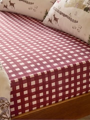 Furn Burgundy Cotswolds Christmas Gingham Fitted Bed Sheet Fitted - Image 2 of 2