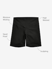 Black Next Active Sports Tummy Control High Waisted Sculpting Shorts - Image 4 of 6
