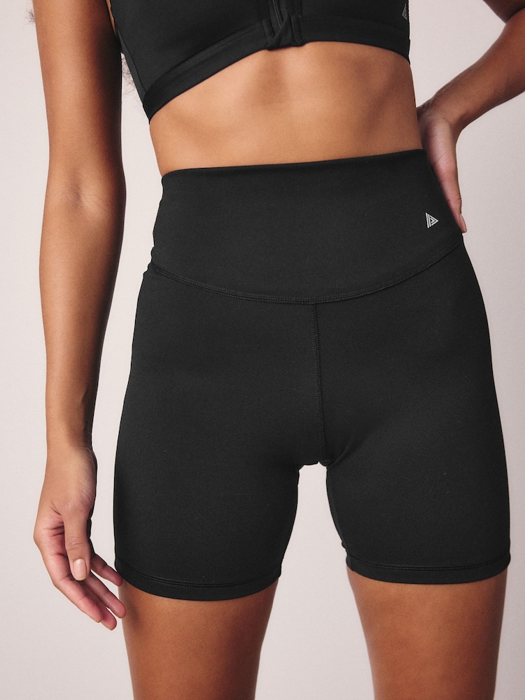 Black Next Active Sports Tummy Control Dry Tech High Waisted Sculpting Shorts - Image 5 of 6