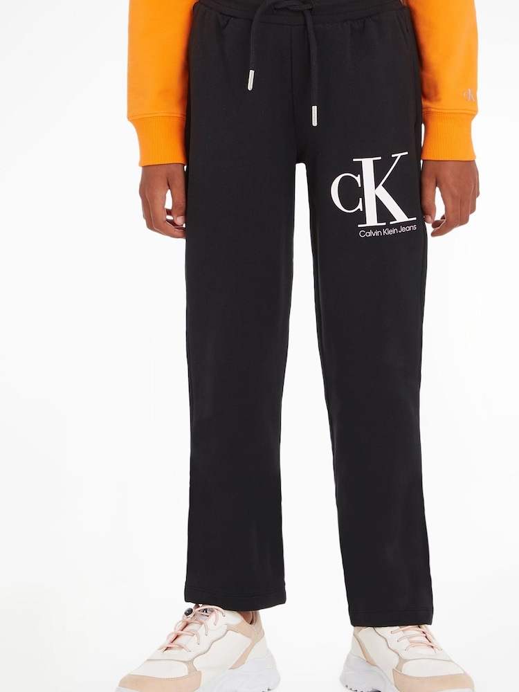 Calvin Klein Jeans Girls Black Monogram Logo Joggers - Image 1 of 6