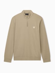 Emporio Armani Cream Waffle Terry Half Zip Sweater - Image 1 of 1