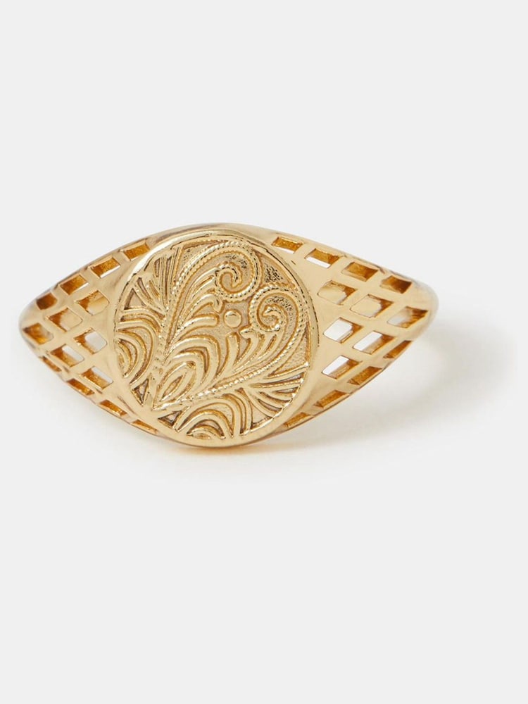 Accessorize Gold Tone 14ct Filigree Coin Ring - Image 1 of 1