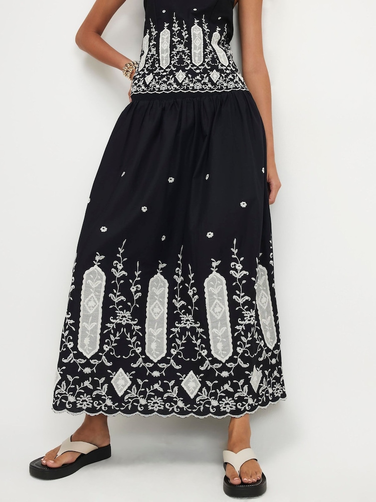 River Island Cutwork Hem Maxi Skirt - Imaginea 1 din 4