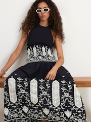 River Island Cutwork Hem Maxi Skirt - Imaginea 2 din 4
