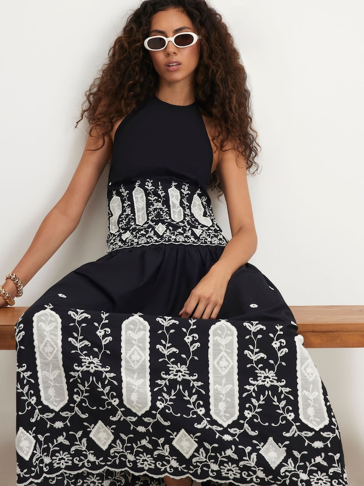 River Island Cutwork Hem Maxi Skirt - Imaginea 2 din 4