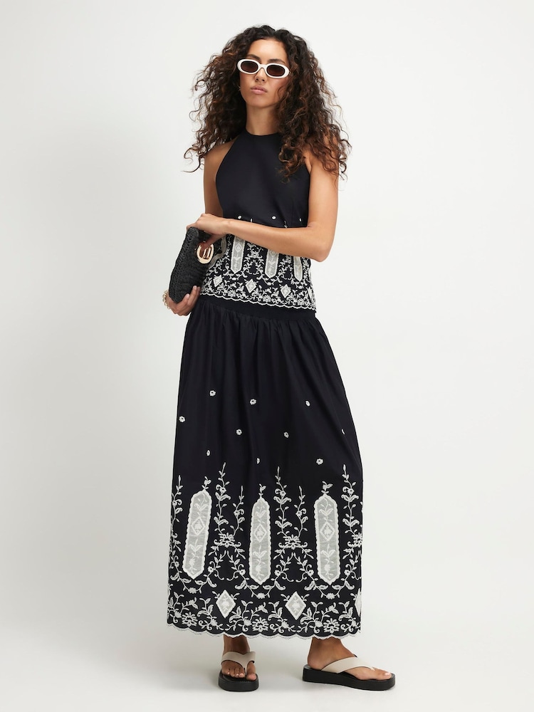 River Island Cutwork Hem Maxi Skirt - Imaginea 4 din 4
