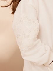 White Broderie Zip Through Hoodie (3-16yrs) - Image 5 of 10