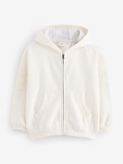 White Broderie Zip Through Hoodie (3-16yrs) - Image 6 of 10
