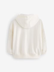 White Broderie Zip Through Hoodie (3-16yrs) - Image 7 of 10