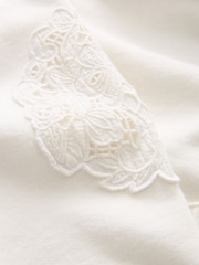 White Broderie Zip Through Hoodie (3-16yrs) - Image 8 of 10