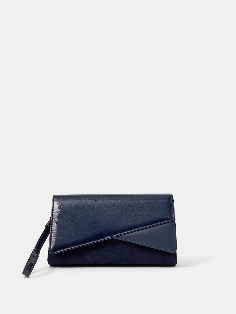 Accessorize Blue Fold Over Clutch Bag - Image 1 of 3 Accessorize Blue Fold Over Clutch Bag - Image 1 of 3
