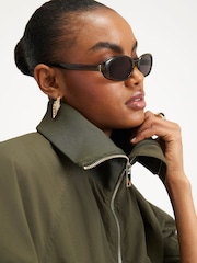 River Island Green Rib Detail Bubble Hem Bomber Jacket - Image 3 of 4