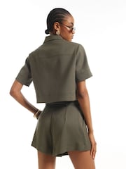 River Island Green Pique Flippy Shorts - Image 2 of 4