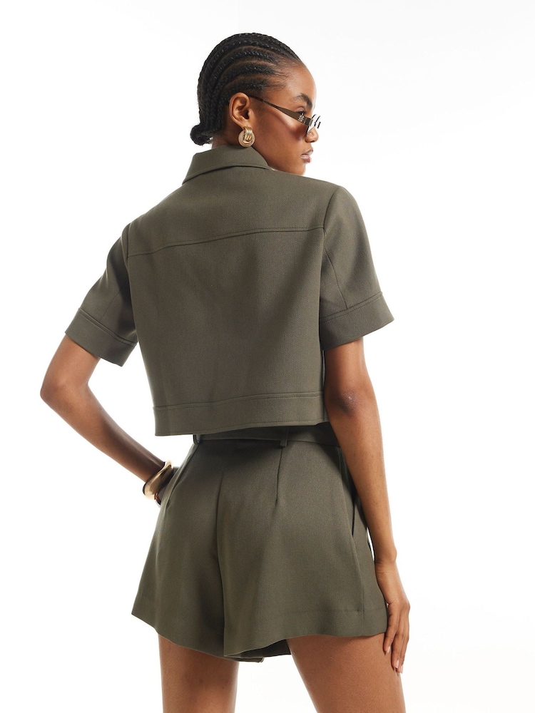 River Island Green Pique Flippy Shorts - Image 2 of 4 River Island Green Pique Flippy Shorts - Image 2 of 4