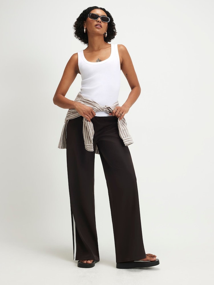 River Island Brown Side Stripe Track Trousers - Image 2 of 4 River Island Brown Side Stripe Track Trousers - Image 2 of 4