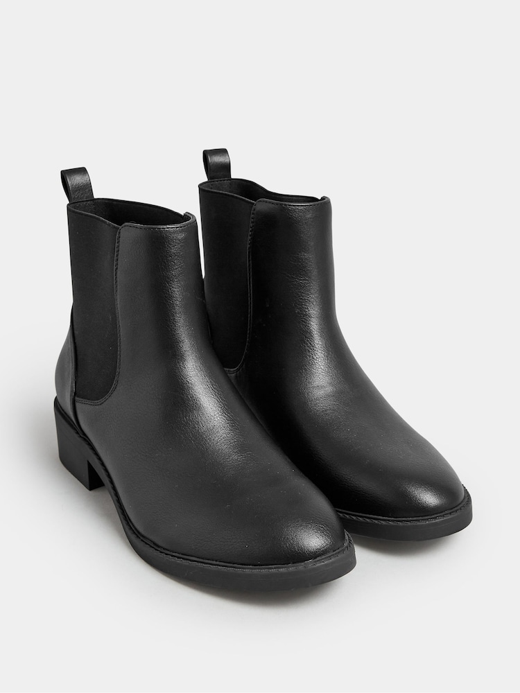 Yours Curve Black Extra Wide Fit Extra-Wide Fit PU Elastic Chelsea Boots - Image 2 of 4