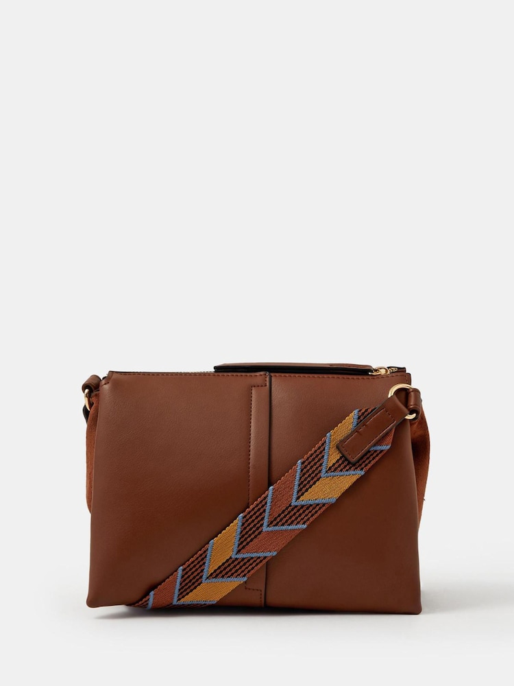 Accessorize Brown Webbing Strap Crossbody Bag - Image 1 of 3 Accessorize Brown Webbing Strap Crossbody Bag - Image 1 of 3